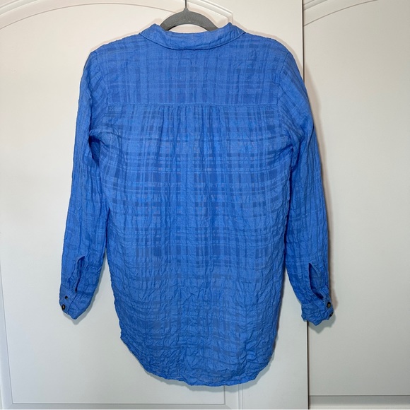 Anthropologie Pilcro and the Letterpress Blue Linen Button Down Top. Size 0. - Picture 4 of 11